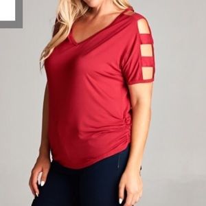 New Ladies Cutout Sleeve Top